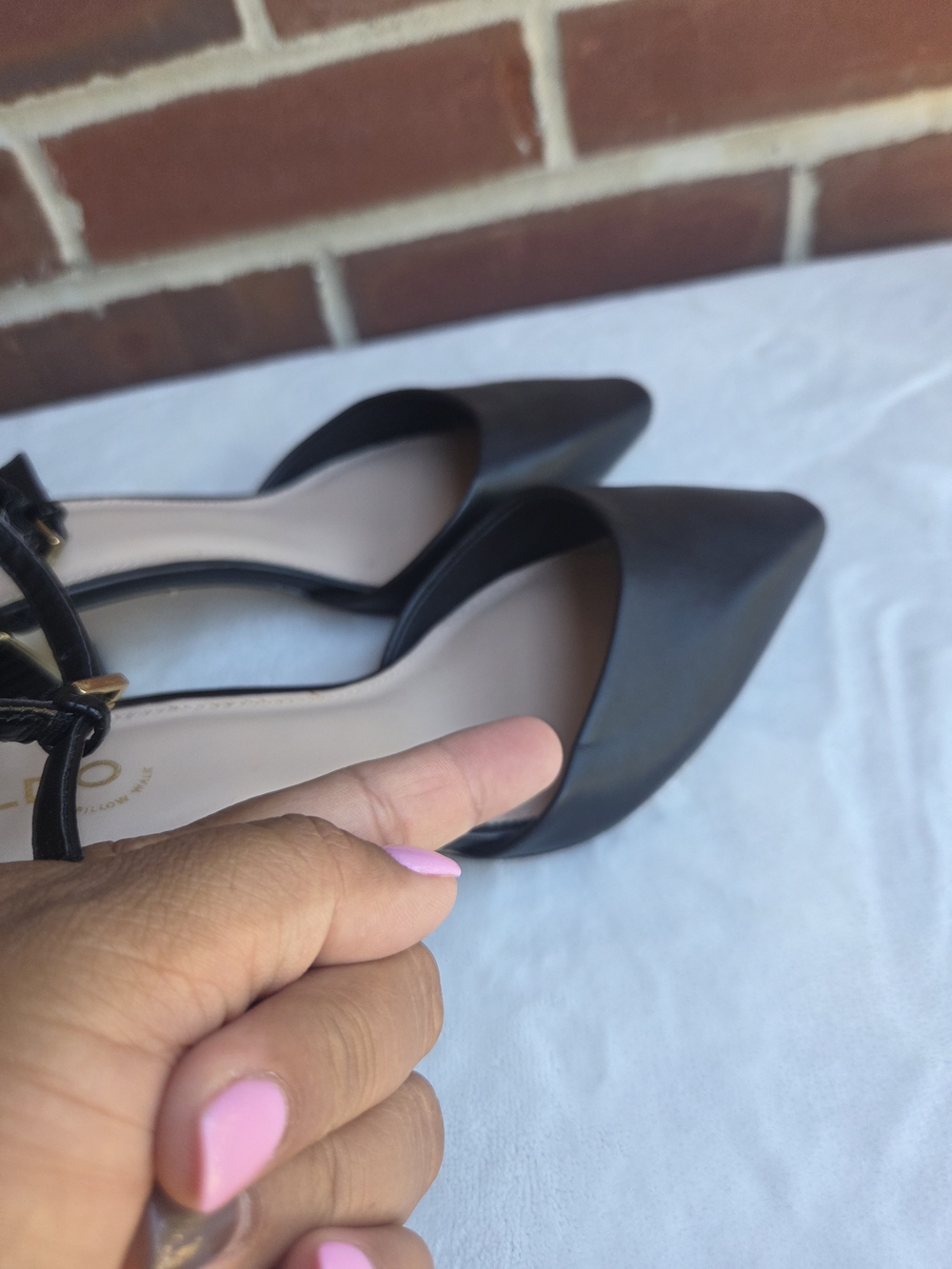 ALDO Tinctum Black Pointed Toe Ankle Strap Block Heels Women’s 7.5 - Picture 7 of 10